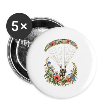 Blumenkranz Paraglider Kollage - Buttons groß 56 mm (5er Pack) - Weiß - Vorne