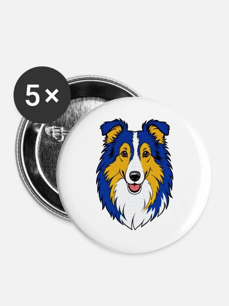 Collie - Buttons groß 56 mm (5er Pack) - Weiß