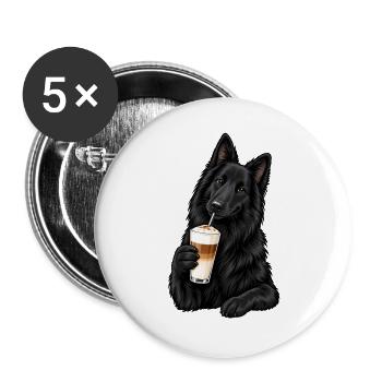 Groenendael mit Latte Macchiato - Buttons groß 56 mm (5er Pack) - Weiß - Vorne