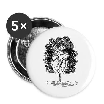 Herz und Geister - Buttons groß 56 mm (5er Pack) - Weiß - Vorne