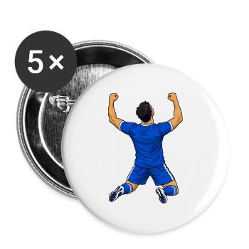 Fußball-Torfeier - Buttons groß 56 mm (5er Pack) - Weiß - Vorne