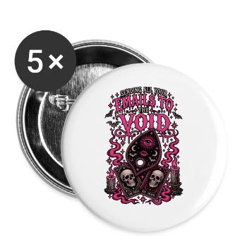 E-Mails an die Leere Tarot Neon Pink - Buttons groß 56 mm (5er Pack) - Weiß - Vorne