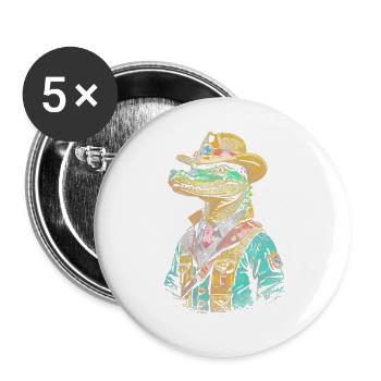 Krokodil Vaquero - Buttons groß 56 mm (5er Pack) - Weiß - Vorne
