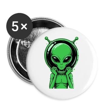  Grüner Alien Außerirdischer Science Fiction - Buttons groß 56 mm (5er Pack) - Weiß - Vorne