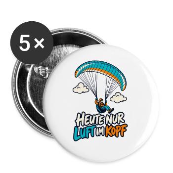 Heute Nur Luft Im Kopf Paragliding - Buttons groß 56 mm (5er Pack) - Weiß - Vorne