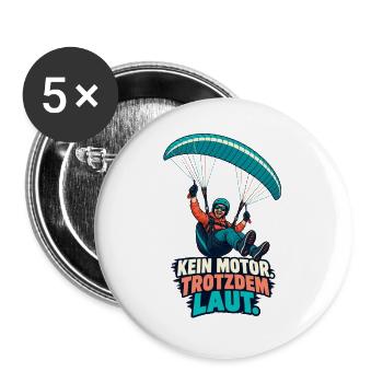 Kein Motor Trotzdem Laut Paragliding - Buttons groß 56 mm (5er Pack) - Weiß - Vorne