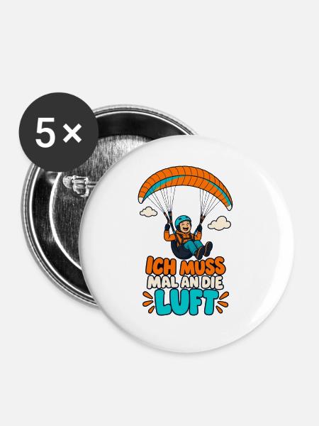Paragliding Humor Luft-Statement - Buttons groß 56 mm (5er Pack) - Weiß