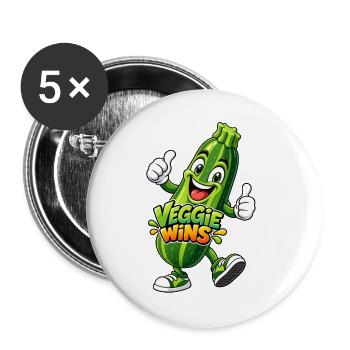 Veggie Wins Zucchini - Buttons groß 56 mm (5er Pack) - Weiß - Vorne