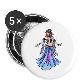 Pastell-Bauchtänzerin Bloom - Buttons groß 56 mm (5er Pack) - Weiß - Vorne