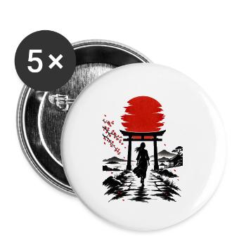 Japanische Läuferin im roten Mond - Buttons groß 56 mm (5er Pack) - Weiß - Vorne