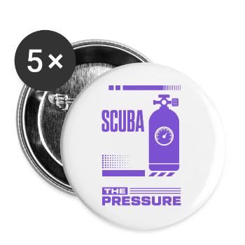 Scuba Tauchflasche unter Druck - Buttons groß 56 mm (5er Pack) - Weiß - Vorne