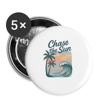 Chase the Sun Surf Sunset - Buttons groß 56 mm (5er Pack) - Weiß - Vorne