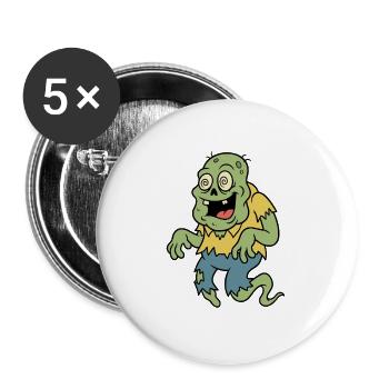Retro-Cartoon-Zombie-Geist mit wirbelnden Augen - Buttons groß 56 mm (5er Pack) - Weiß - Vorne