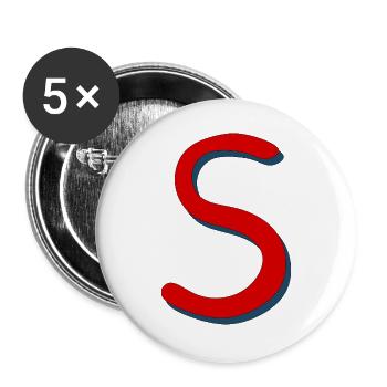 Rotes S mit Schatten-Outline - Buttons groß 56 mm (5er Pack) - Weiß - Vorne