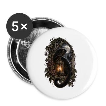 Mondbeschienene gotische Katzenlaterne - Buttons groß 56 mm (5er Pack) - Weiß - Vorne
