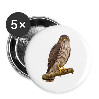 Habicht auf dem Ast - Buttons groß 56 mm (5er Pack) - Weiß - Vorne