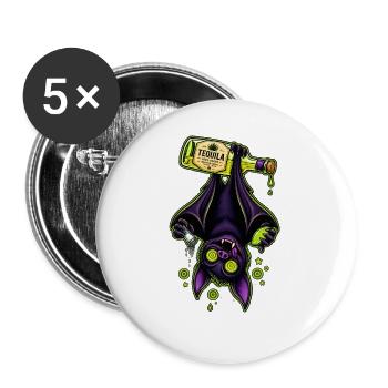 Tequila-Bat im Neon-Grün - Buttons groß 56 mm (5er Pack) - Weiß - Vorne