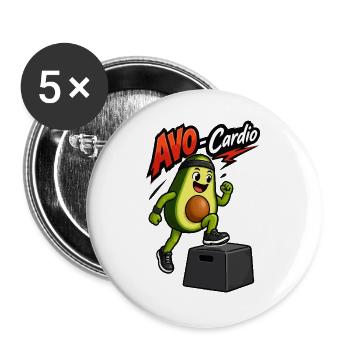 Avocado Cardio Training - Buttons groß 56 mm (5er Pack) - Weiß - Vorne