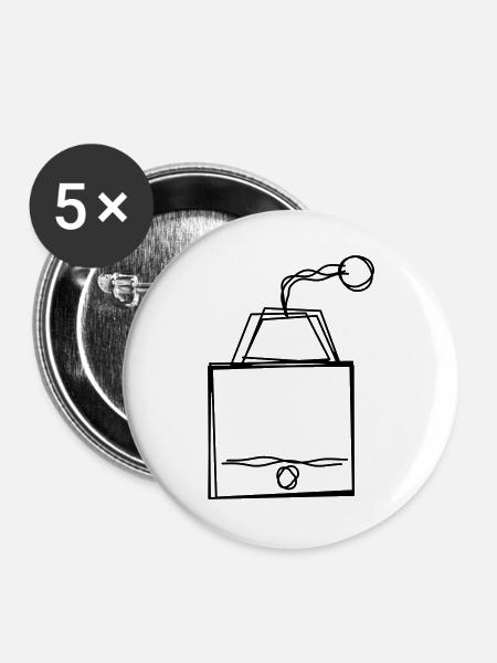 Kaffeemühle handgezeichnet - Buttons groß 56 mm (5er Pack) - Weiß