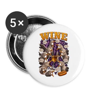 Weinliebhaber Möwen Weintrinken Weinhumor - Buttons groß 56 mm (5er Pack) - Weiß - Vorne