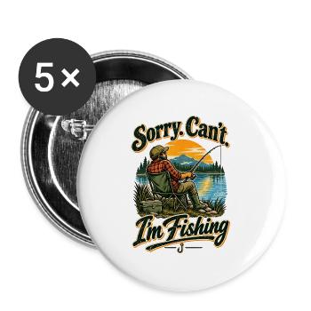 Entschuldigung, kann nicht angeln, Vintage-Design - Buttons groß 56 mm (5er Pack) - Weiß - Vorne