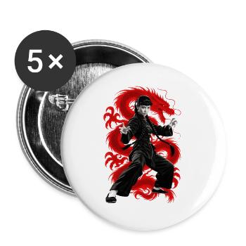 TÖDLICHER SCHLAG - Buttons groß 56 mm (5er Pack) - Weiß - Vorne