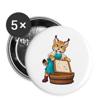 Leopardenkünstler im Atelier - Buttons groß 56 mm (5er Pack) - Weiß - Vorne