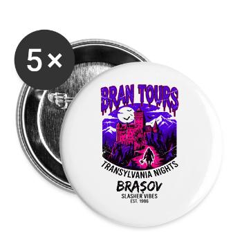 Bran Tours Transylvania Nights Brasov Slasher - Buttons groß 56 mm (5er Pack) - Weiß - Vorne