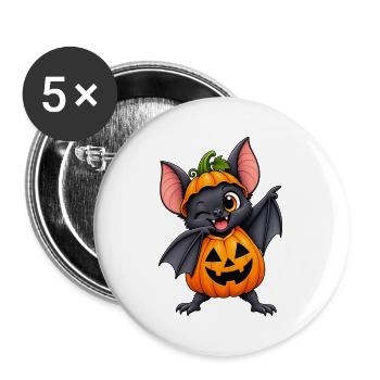 Kürbisbat Halloween Charm - Buttons groß 56 mm (5er Pack) - Weiß - Vorne