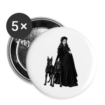 GOTISCHE CERBERUS - Buttons groß 56 mm (5er Pack) - Weiß - Vorne