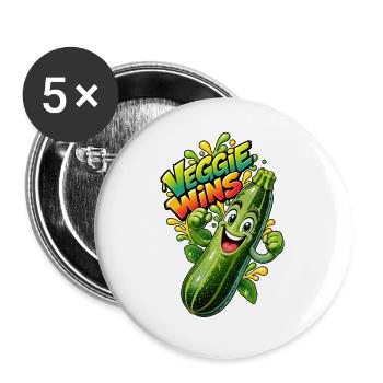 Zucchini Held Veggie Wins - Buttons groß 56 mm (5er Pack) - Weiß - Vorne