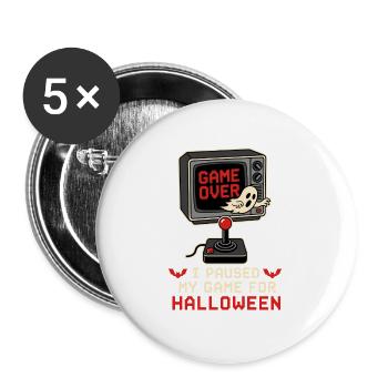 Ich habe mein Spiel für Halloween Retro CRT pausiert - Buttons groß 56 mm (5er Pack) - Weiß - Vorne