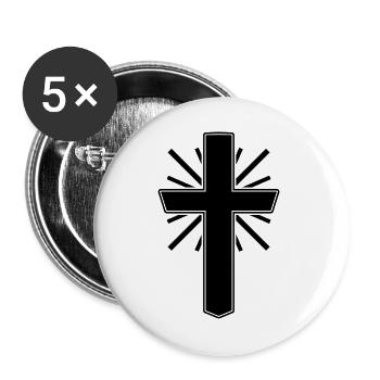 Kreuz Christentum - Buttons groß 56 mm (5er Pack) - Weiß - Vorne