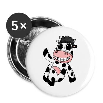 Kuh Motiv - Buttons groß 56 mm (5er Pack) - Weiß - Vorne