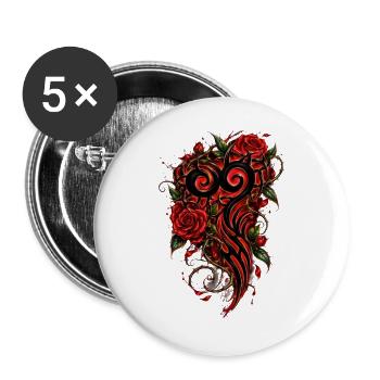 Crimson Heart Stammesrosen - Buttons groß 56 mm (5er Pack) - Weiß - Vorne