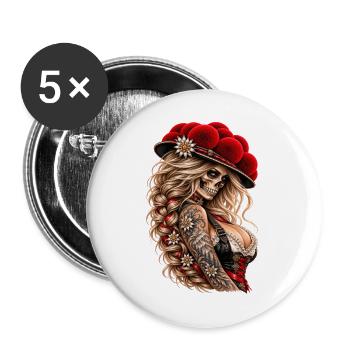 Wild Skull Queen – Schwarzwald Rebellin - Buttons groß 56 mm (5er Pack) - Weiß - Vorne