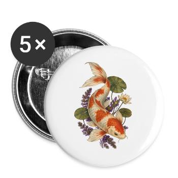 Koi-fische Japanische Koi-fische Koi-karpfen - Buttons groß 56 mm (5er Pack) - Weiß - Vorne