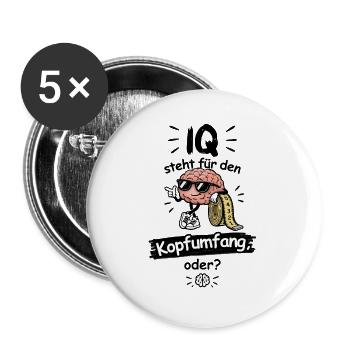 IQ steht für den Kopfumfang, oder? - Buttons groß 56 mm (5er Pack) - Weiß - Vorne