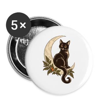 Katze im Herbstmond - Buttons groß 56 mm (5er Pack) - Weiß - Vorne