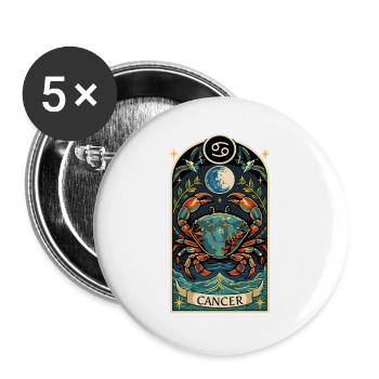 KREBS-Tierkreiszeichen - Buttons groß 56 mm (5er Pack) - Weiß - Vorne