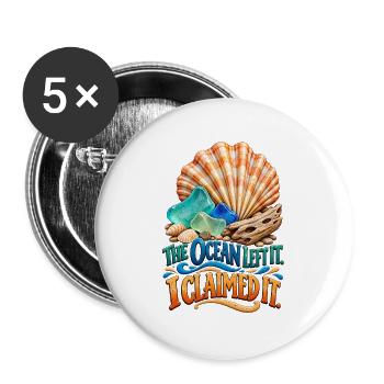 Beachcomber Ocean Treasure Humor - Buttons groß 56 mm (5er Pack) - Weiß - Vorne