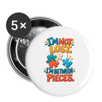 Witziger Puzzle-Liebhaber – Zwischen den Teilen - Buttons groß 56 mm (5er Pack) - Weiß - Vorne