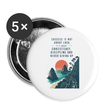 Motivational Quote Erfolg Mindset - Buttons groß 56 mm (5er Pack) - Weiß - Vorne