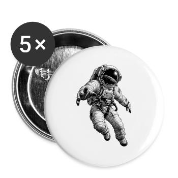 Astronauten im All – Monochromer Druck - Buttons groß 56 mm (5er Pack) - Weiß - Vorne