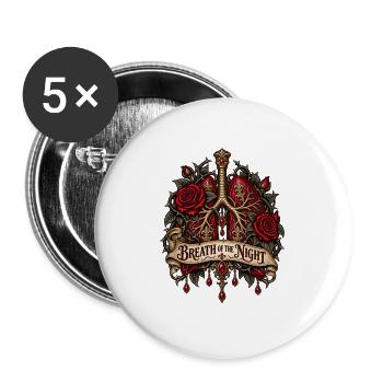 Atem der Nacht Gotische Rosenherzen - Buttons groß 56 mm (5er Pack) - Weiß - Vorne