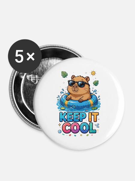 Bleib ruhig, Poolbär - Buttons groß 56 mm (5er Pack) - Weiß