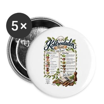 Kohlrouladen Rezept T-Shirt Design - Buttons groß 56 mm (5er Pack) - Weiß - Vorne