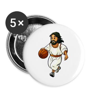 Basketballer Jesus - Buttons groß 56 mm (5er Pack) - Weiß - Vorne