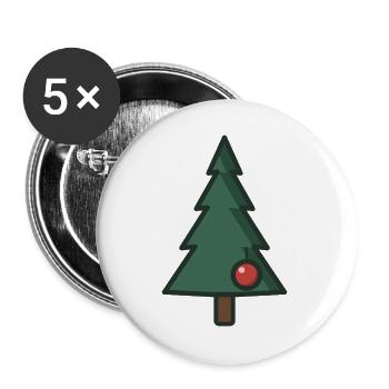 Kleine Kiefer mit roter Kugel – Winziges Emblem - Buttons groß 56 mm (5er Pack) - Weiß - Vorne