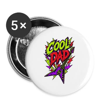 Cool Dad Neon-Rock Gitarre - Buttons groß 56 mm (5er Pack) - Weiß - Vorne